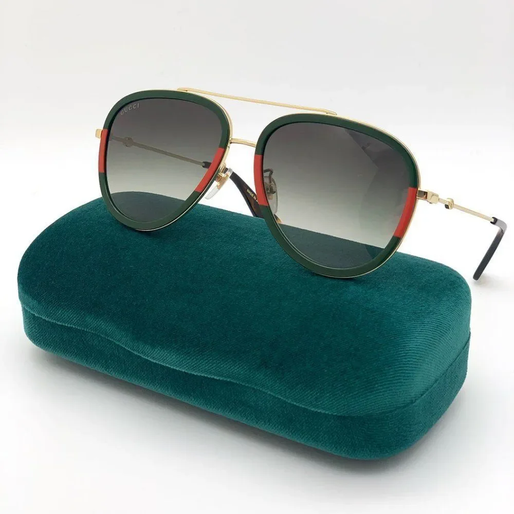 GUCCI unisex GG0062s 003 Gold Green Sunglasses
